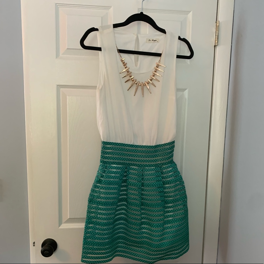 Cream and green dress